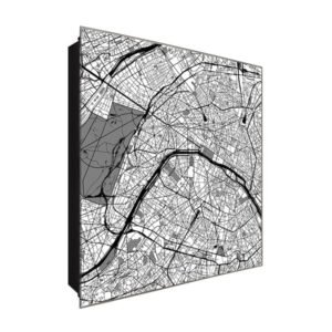  Schlüsselkasten 'Stadtplan' 30x30 Glas, inkl. Haken Schlüsselbrett Schlüssel-Box Design Aufbewahrung