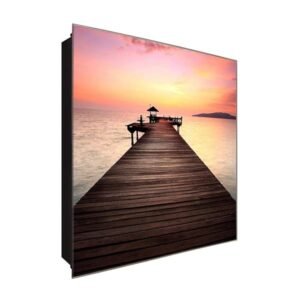  Schlüsselkasten 'Steg auf Malediven' 30x30 Glas, inkl. Haken Schlüsselbrett Schlüssel-Box Design Aufbewahrung