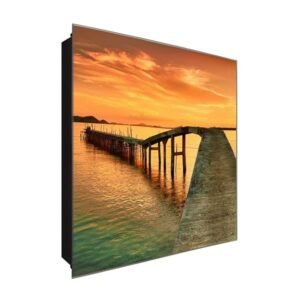  Schlüsselkasten 'Steg mit Kurve' 30x30 Glas, inkl. Haken Schlüsselbrett Schlüssel-Box Design Aufbewahrung