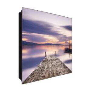  Schlüsselkasten 'Steg zum horizont' 30x30 Glas, inkl. Haken Schlüsselbrett Schlüssel-Box Design Aufbewahrung