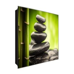  Schlüsselkasten 'Stein Formation' 30x30 Glas, inkl. Haken Schlüsselbrett Schlüssel-Box Design Aufbewahrung