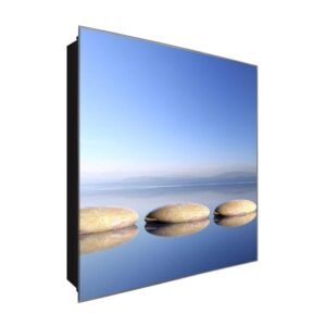  Schlüsselkasten 'Stein Meditation' 30x30 Glas, inkl. Haken Schlüsselbrett Schlüssel-Box Design Aufbewahrung