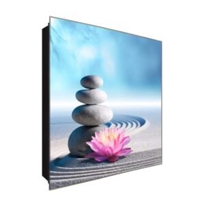  Schlüsselkasten 'Steinbalance' 30x30 Glas, inkl. Haken Schlüsselbrett Schlüssel-Box Design Aufbewahrung