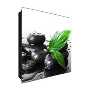  Schlüsselkasten 'Steine im Regen' 30x30 Glas, inkl. Haken Schlüsselbrett Schlüssel-Box Design Aufbewahrung