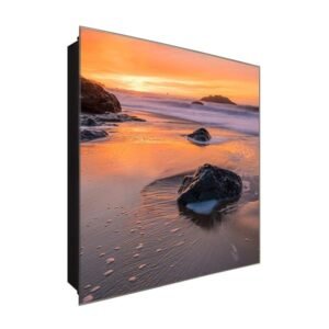  Schlüsselkasten 'Steine im Wasser' 30x30 Glas, inkl. Haken Schlüsselbrett Schlüssel-Box Design Aufbewahrung