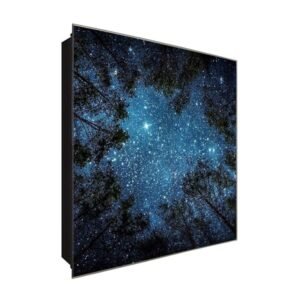  Schlüsselkasten 'Sternenhimmel' 30x30 Glas, inkl. Haken Schlüsselbrett Schlüssel-Box Design Aufbewahrung