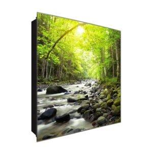  Schlüsselkasten 'Stony River' 30x30 Glas, inkl. Haken Schlüsselbrett Schlüssel-Box Design Aufbewahrung