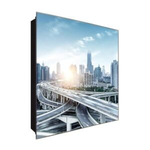  Schlüsselkasten 'Straßen' 30x30 Glas, inkl. Haken Schlüsselbrett Schlüssel-Box Design Aufbewahrung