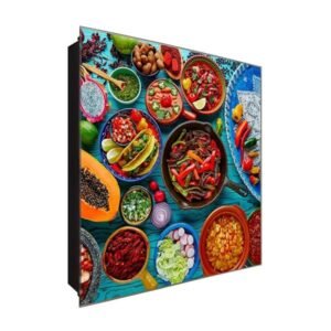  Schlüsselkasten 'Street Food Mexico' 30x30 Glas, inkl. Haken Schlüsselbrett Schlüssel-Box Design Aufbewahrung