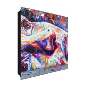  Schlüsselkasten 'Streetstyle Graffiti' 30x30 Glas, inkl. Haken Schlüsselbrett Schlüssel-Box Design Aufbewahrung