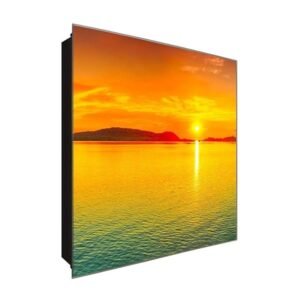  Schlüsselkasten 'Sunset' 30x30 Glas, inkl. Haken Schlüsselbrett Schlüssel-Box Design Aufbewahrung