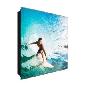  Schlüsselkasten 'Surferboy in Action ' 30x30 Glas, inkl. Haken Schlüsselbrett Schlüssel-Box Design Aufbewahrung