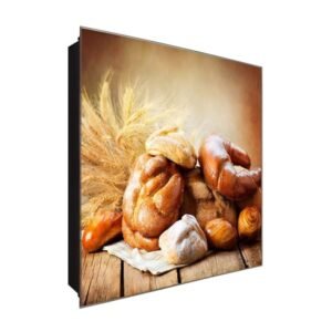  Schlüsselkasten 'Süße Croissant' 30x30 Glas, inkl. Haken Schlüsselbrett Schlüssel-Box Design Aufbewahrung