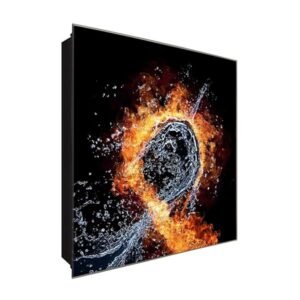  Schlüsselkasten 'Tanz der Elemente' 30x30 Glas, inkl. Haken Schlüsselbrett Schlüssel-Box Design Aufbewahrung