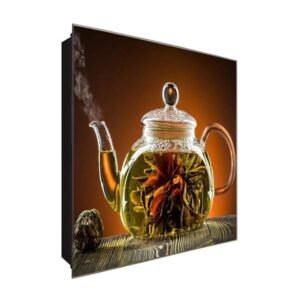  Schlüsselkasten 'Tee Aromen' 30x30 Glas, inkl. Haken Schlüsselbrett Schlüssel-Box Design Aufbewahrung