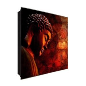  Schlüsselkasten 'Tempel Buddha' 30x30 Glas, inkl. Haken Schlüsselbrett Schlüssel-Box Design Aufbewahrung