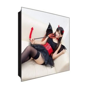  Schlüsselkasten 'Teufel im Petticoat' 30x30 Glas, inkl. Haken Schlüsselbrett Schlüssel-Box Design Aufbewahrung