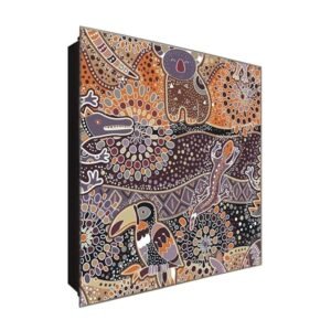  Schlüsselkasten 'Tiermosaik' 30x30 Glas, inkl. Haken Schlüsselbrett Schlüssel-Box Design Aufbewahrung