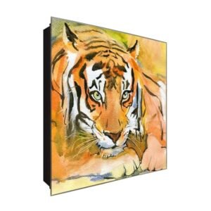  Schlüsselkasten 'Tiger Art ' 30x30 Glas, inkl. Haken Schlüsselbrett Schlüssel-Box Design Aufbewahrung