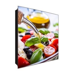  Schlüsselkasten 'Tomate Mozzarella' 30x30 Glas, inkl. Haken Schlüsselbrett Schlüssel-Box Design Aufbewahrung