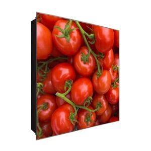  Schlüsselkasten 'Tomaten Ernte' 30x30 Glas, inkl. Haken Schlüsselbrett Schlüssel-Box Design Aufbewahrung