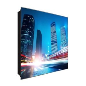  Schlüsselkasten 'Traffic Lights' 30x30 Glas, inkl. Haken Schlüsselbrett Schlüssel-Box Design Aufbewahrung