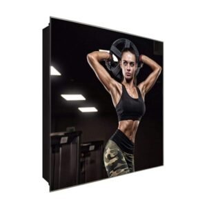  Schlüsselkasten 'Trainierte Frau' 30x30 Glas, inkl. Haken Schlüsselbrett Schlüssel-Box Design Aufbewahrung