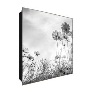  Schlüsselkasten 'Traurige Blumenwiese' 30x30 Glas, inkl. Haken Schlüsselbrett Schlüssel-Box Design Aufbewahrung