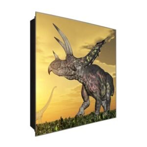  Schlüsselkasten 'Triceratops ' 30x30 Glas, inkl. Haken Schlüsselbrett Schlüssel-Box Design Aufbewahrung