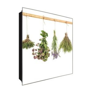  Schlüsselkasten 'Trocken Gewürz' 30x30 Glas, inkl. Haken Schlüsselbrett Schlüssel-Box Design Aufbewahrung