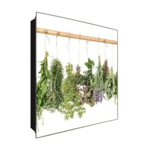  Schlüsselkasten 'Trockene Gewürze' 30x30 Glas, inkl. Haken Schlüsselbrett Schlüssel-Box Design Aufbewahrung