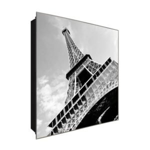  Schlüsselkasten 'Turm von Paris' 30x30 Glas, inkl. Haken Schlüsselbrett Schlüssel-Box Design Aufbewahrung