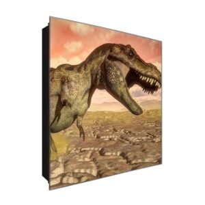  Schlüsselkasten 'Tyrannosaurus Rex' 30x30 Glas, inkl. Haken Schlüsselbrett Schlüssel-Box Design Aufbewahrung