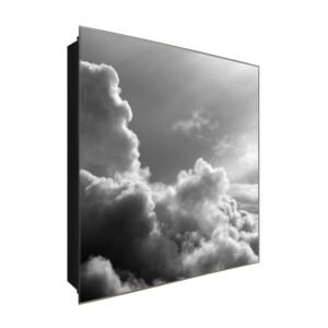  Schlüsselkasten 'Über den Wolken' 30x30 Glas, inkl. Haken Schlüsselbrett Schlüssel-Box Design Aufbewahrung