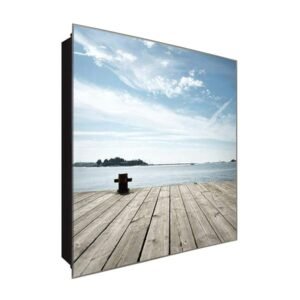  Schlüsselkasten 'Ufer und Steg' 30x30 Glas, inkl. Haken Schlüsselbrett Schlüssel-Box Design Aufbewahrung