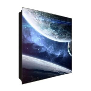  Schlüsselkasten 'Unser Planet' 30x30 Glas, inkl. Haken Schlüsselbrett Schlüssel-Box Design Aufbewahrung