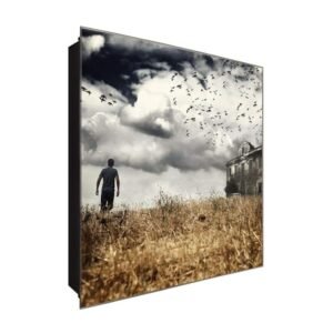  Schlüsselkasten 'Unwetter am Land ' 30x30 Glas, inkl. Haken Schlüsselbrett Schlüssel-Box Design Aufbewahrung