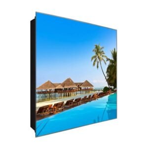  Schlüsselkasten 'Urlaub im Paradies' 30x30 Glas, inkl. Haken Schlüsselbrett Schlüssel-Box Design Aufbewahrung