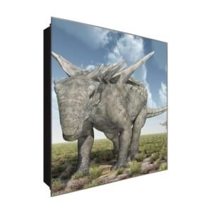  Schlüsselkasten 'Urzeit Tiere' 30x30 Glas, inkl. Haken Schlüsselbrett Schlüssel-Box Design Aufbewahrung