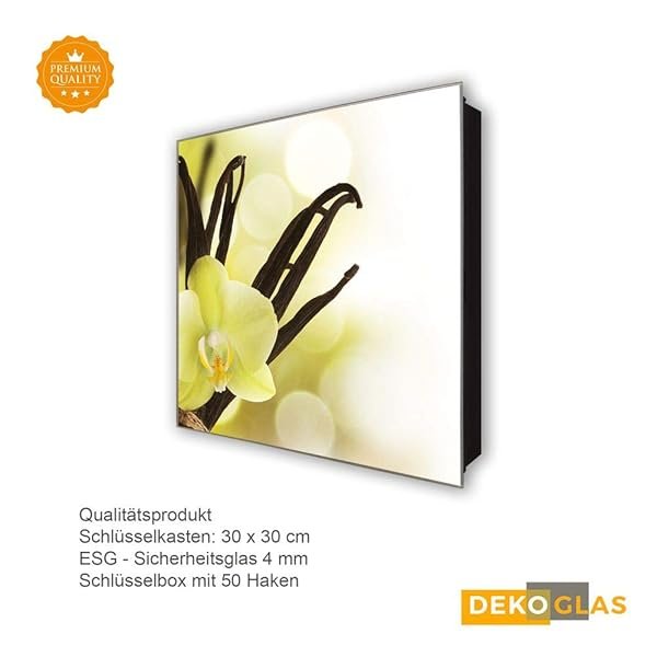 Schlüsselkasten 'Vanilla Orchidee' 30x30 Glas, inkl. Haken Schlüsselbrett Schlüssel-Box Design Aufbewahrung – Bild 5