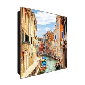  Schlüsselkasten 'Venedig Kanal' 30x30 Glas, inkl. Haken Schlüsselbrett Schlüssel-Box Design Aufbewahrung