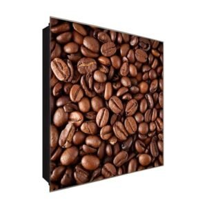  Schlüsselkasten 'Viele Kaffeebohnen' 30x30 Glas, inkl. Haken Schlüsselbrett Schlüssel-Box Design Aufbewahrung