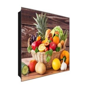  Schlüsselkasten 'Vitaler Obstkorb' 30x30 Glas, inkl. Haken Schlüsselbrett Schlüssel-Box Design Aufbewahrung