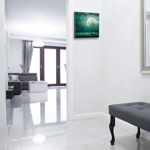 Schlüsselkasten 'Vollmond am Steg' 30x30 Glas, inkl. Haken Schlüsselbrett Schlüssel-Box Design Aufbewahrung – Bild 3