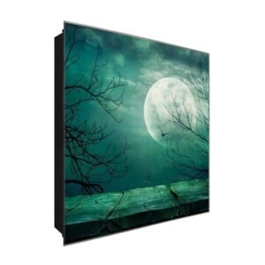  Schlüsselkasten 'Vollmond am Steg' 30x30 Glas, inkl. Haken Schlüsselbrett Schlüssel-Box Design Aufbewahrung