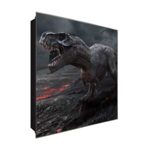  Schlüsselkasten 'Vulkanausbruch ' 30x30 Glas, inkl. Haken Schlüsselbrett Schlüssel-Box Design Aufbewahrung