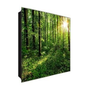  Schlüsselkasten 'Waldlichte' 30x30 Glas, inkl. Haken Schlüsselbrett Schlüssel-Box Design Aufbewahrung