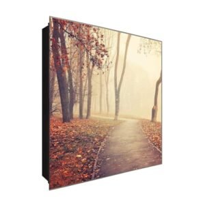  Schlüsselkasten 'Waldweg' 30x30 Glas, inkl. Haken Schlüsselbrett Schlüssel-Box Design Aufbewahrung