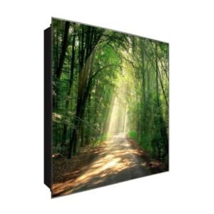  Schlüsselkasten 'Waldweg' 30x30 Glas, inkl. Haken Schlüsselbrett Schlüssel-Box Design Aufbewahrung