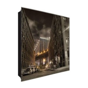  Schlüsselkasten 'Washington Street' 30x30 Glas, inkl. Haken Schlüsselbrett Schlüssel-Box Design Aufbewahrung